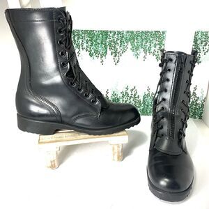 Vintage Ro-Search 1977 Leather Combat Military Boots With Zippered Inserts Sz 9R